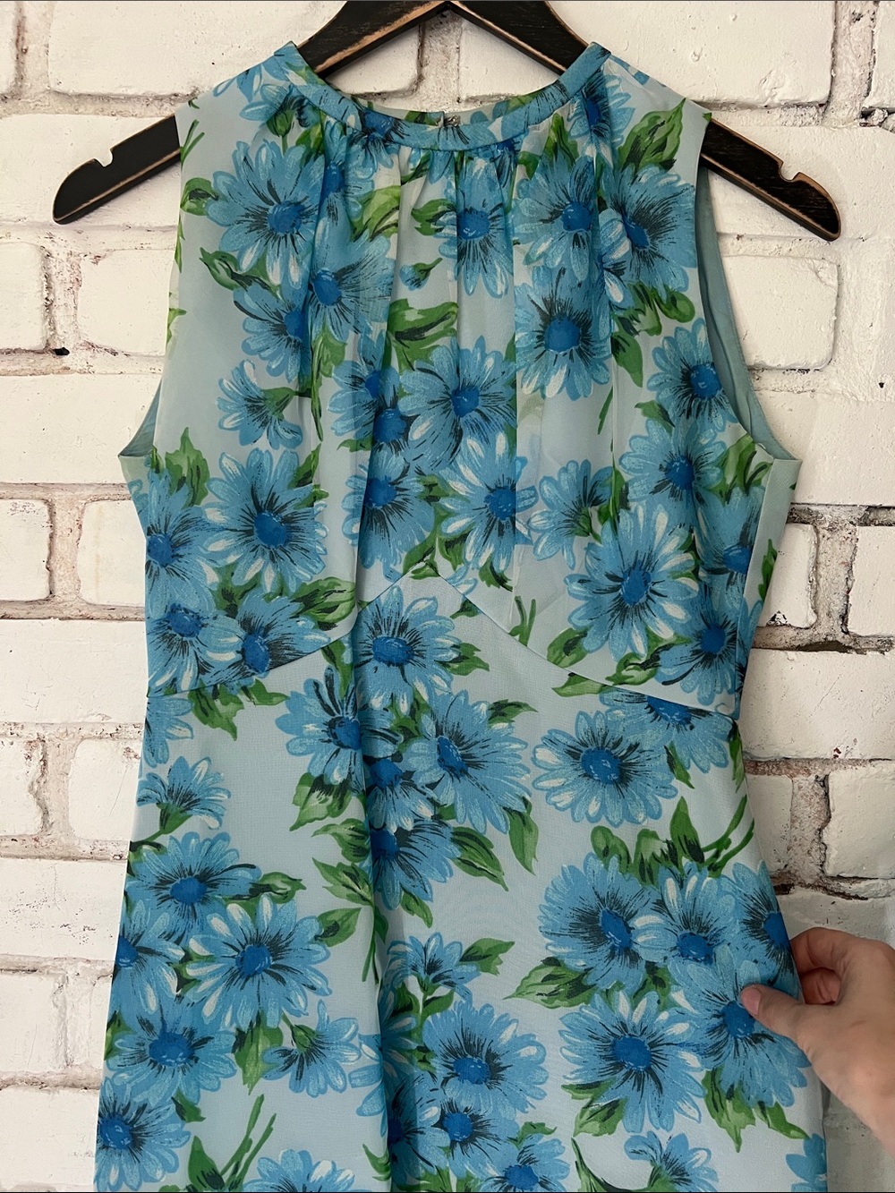Women’s Blue Floral Maxi Dress with Lightweight Overlay